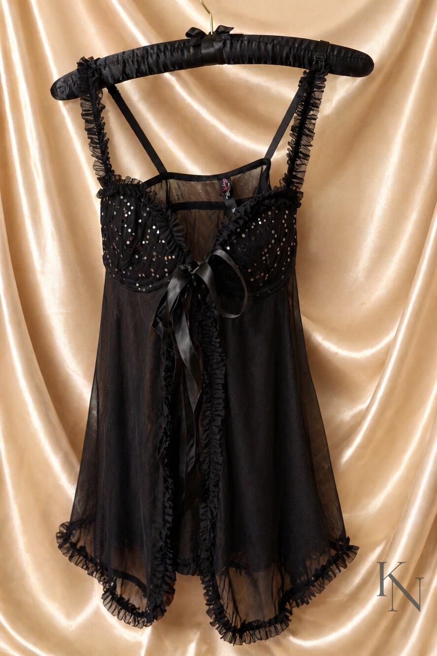 Victoria’s Secret Sexy Little Things Black Sheer Babydoll | 36B